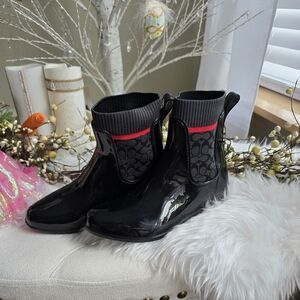 Coach Black and Red Ankle Boots